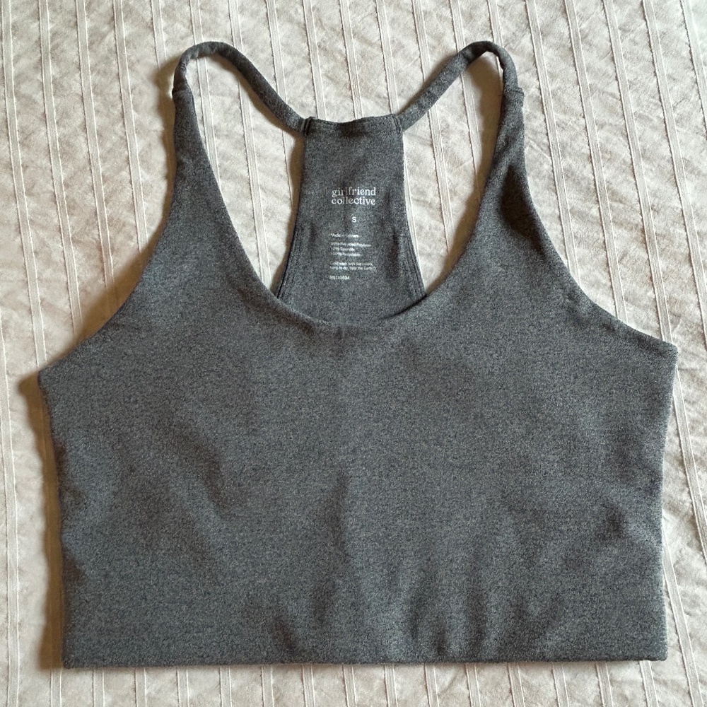 Girlfriend. Collective - Cleo Halter Bra in Heather Gravel